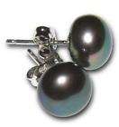 Black Tahitian Pearl  9 mm. South Sea 18K Earrings